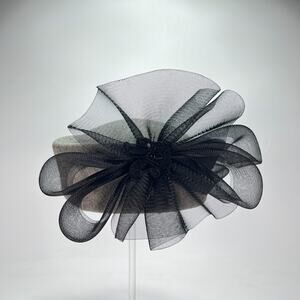 Vintage Mr His Classic Grey Black 100 Wool Pillbox Hat Netting Fascinator Womens